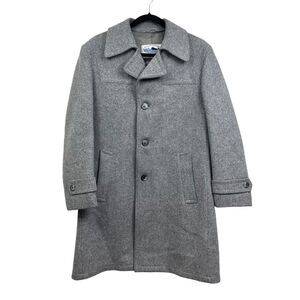VTG Whaling Mfg Co Men Wool Blend Long Overcoat Lined Vented Pockets Gray Sz 40L